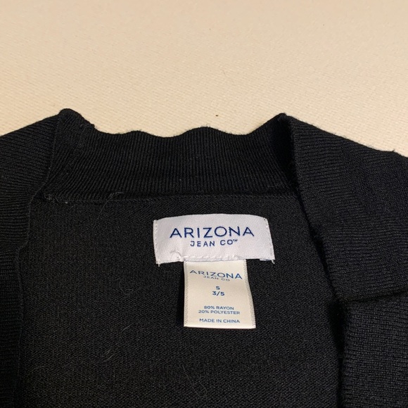 Arizona Women's Black Cardigan with White Stripes - Picture 4 of 7